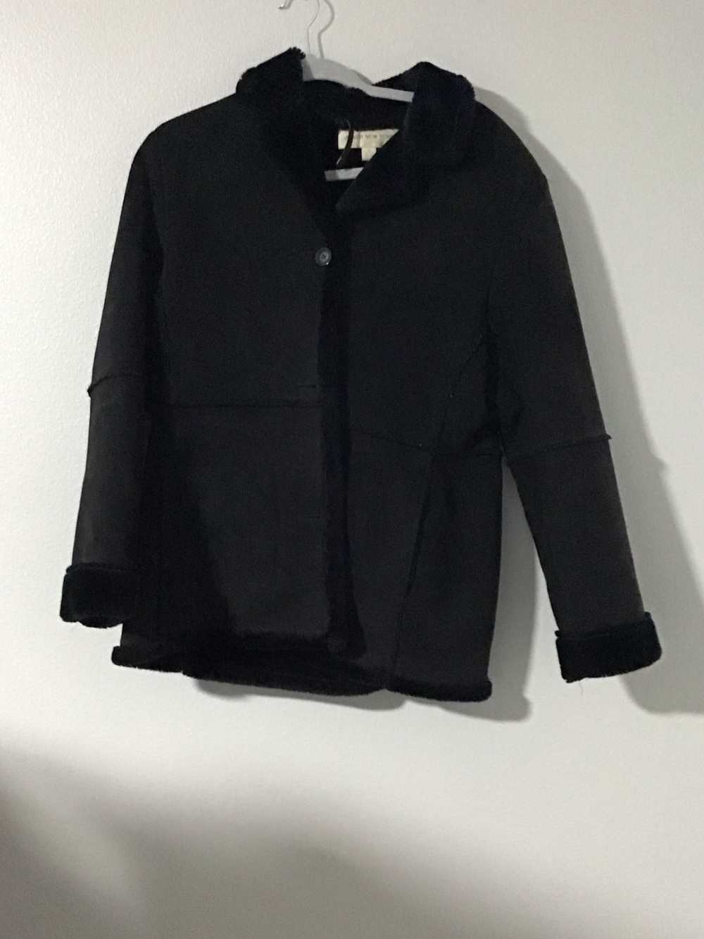 Jones New York Black Faux-Shearling Teddy Jacket